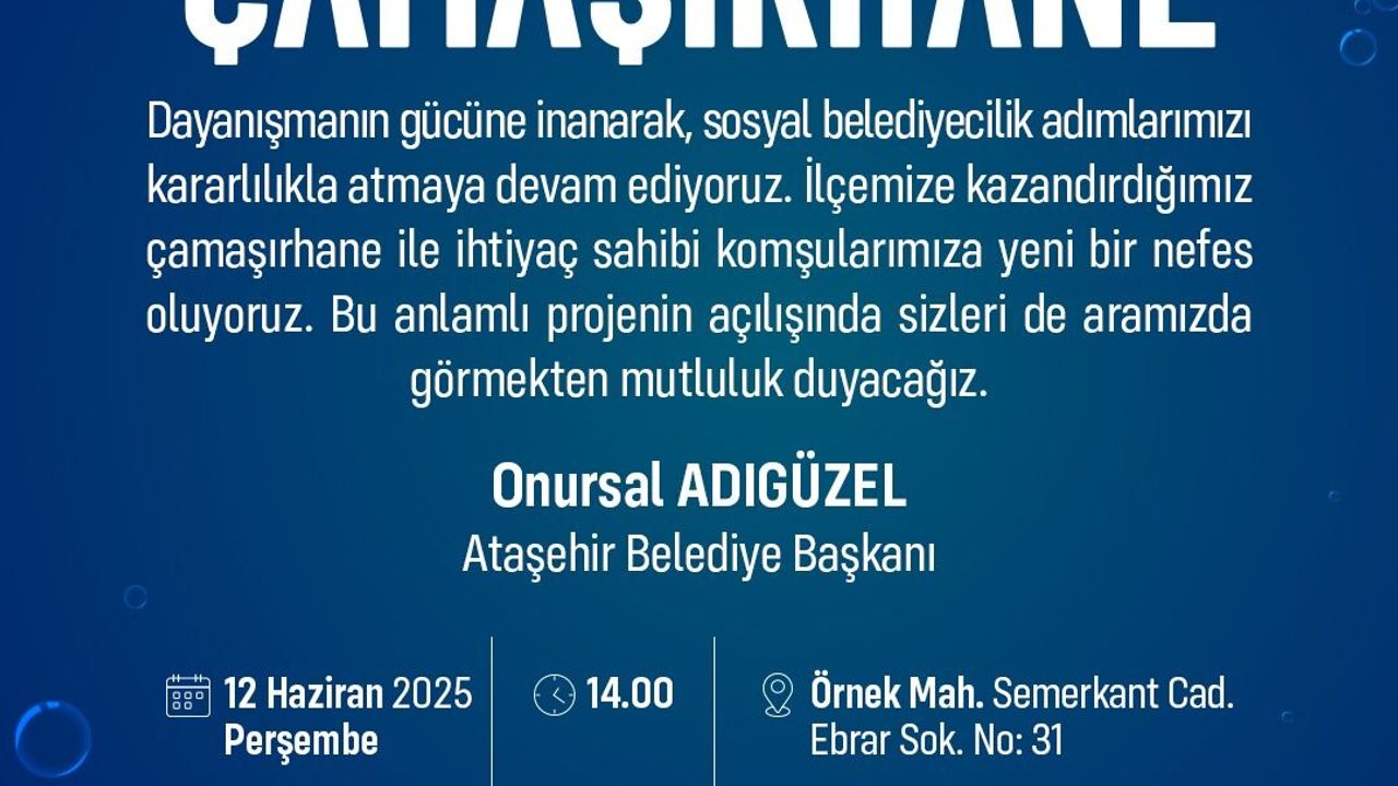 Ataşehir'de ücretsiz çamaşırhane hizmeti