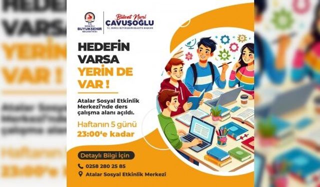 Denizli Büyükşehir’den gençlere yeni ders çalışma alanı