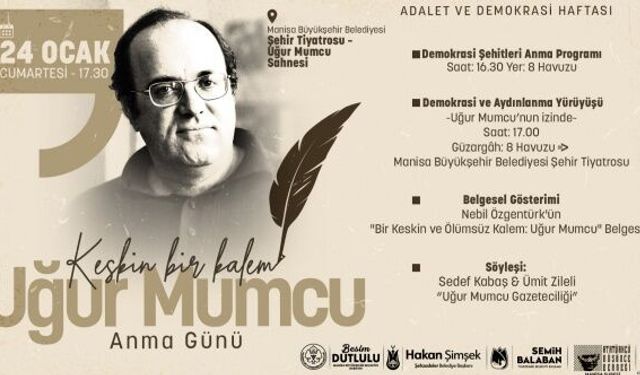Araştırmacı-Gazeteci Uğur Mumcu Manisa'da Programlarla Anılacak