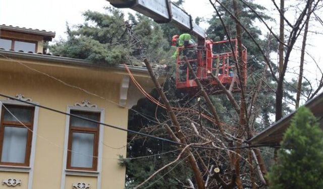 Bursa'da ekipler, şiddetli rüzgara karşı sahada