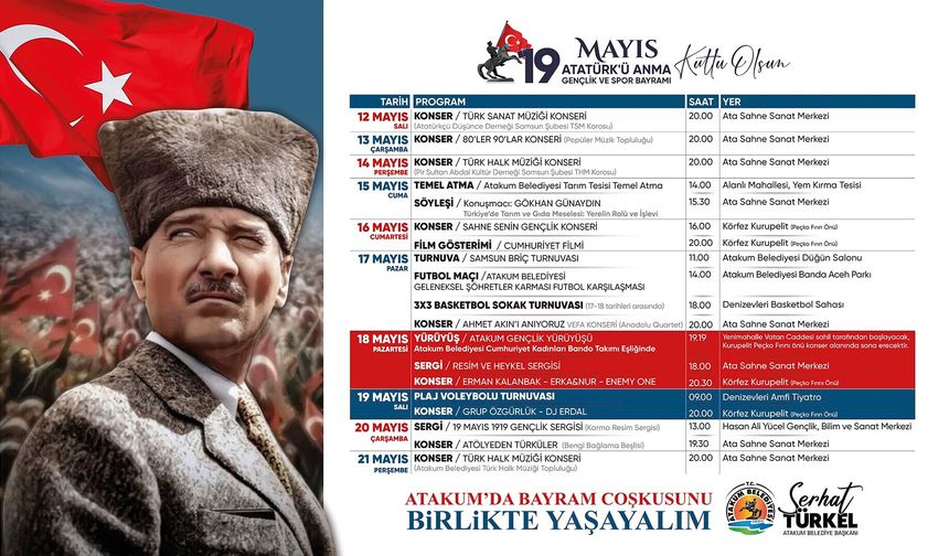 19 Mayıs gençleri Atakum’da buluşacak