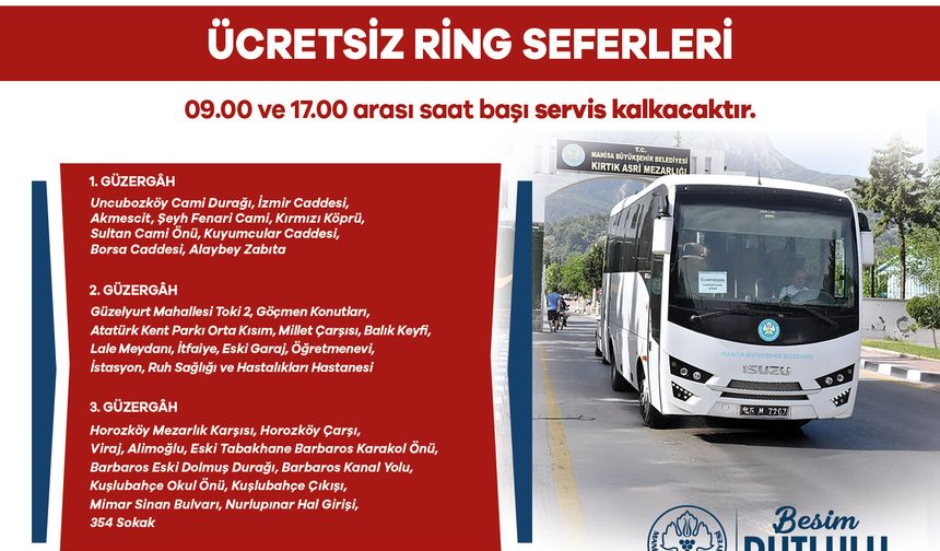 Manisa'da Bayramda Mezarlıklara Ücretsiz Ulaşım